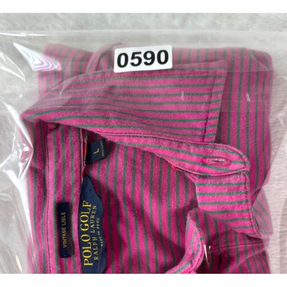 Polo Golf Ralph Lauren Polo Shirt TORREY PINES‎ Mens Large Pink Vintage Lisle